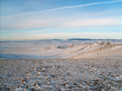 Frozen steppe in Mongolia