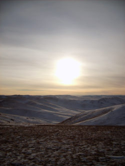 Frozen steppe in Mongolia