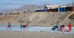 Mongolian kids on ice