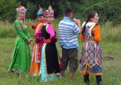 Mongolians in traditional costumes