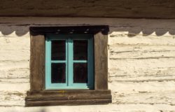 Blue window of an old house