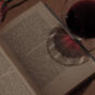 Book, wine and rose