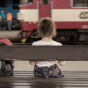 Girl at train station