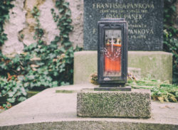 Old grave with candle