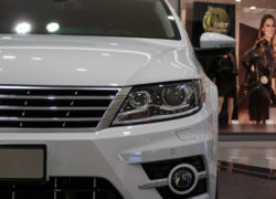 White Car On Autosalon Or Car sales