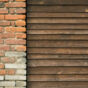 Brick Wall And Wooden Fence