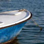 small blue sea dinghy