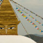 Eyes of the buddha on the stupa