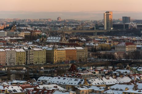 Nusle bridge in Prague in winter