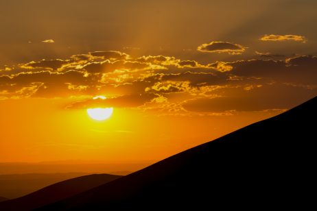 Sunset over the sand dunes