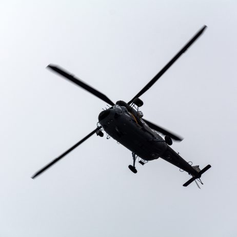 Helicopter in the Gray Sky